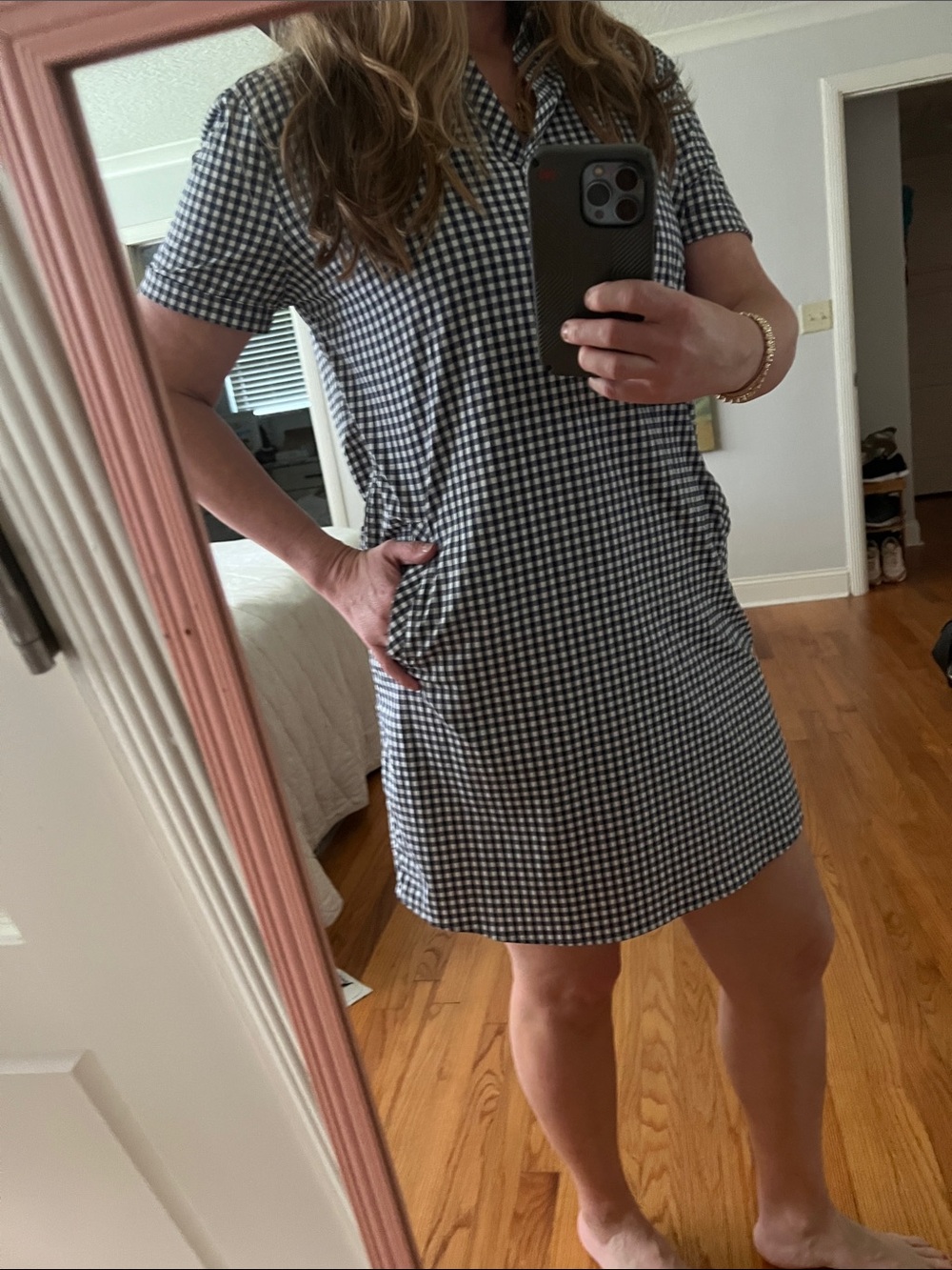 Southern Tide Kamryn Intercoastal Gingham Shirt Dress Navy Large - Picture 5 of 16